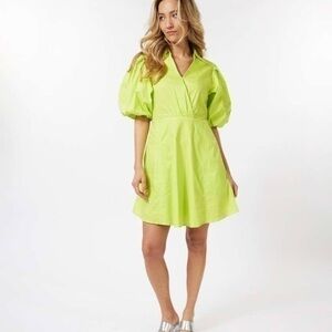 ESQUALO OPEN BACK balloon sleeve dress in green